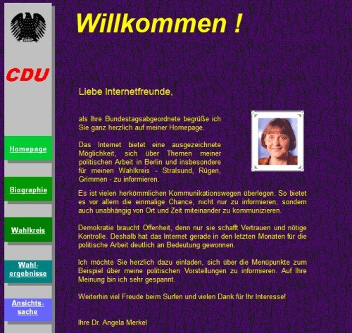 Webseite Angela Merkel 2000